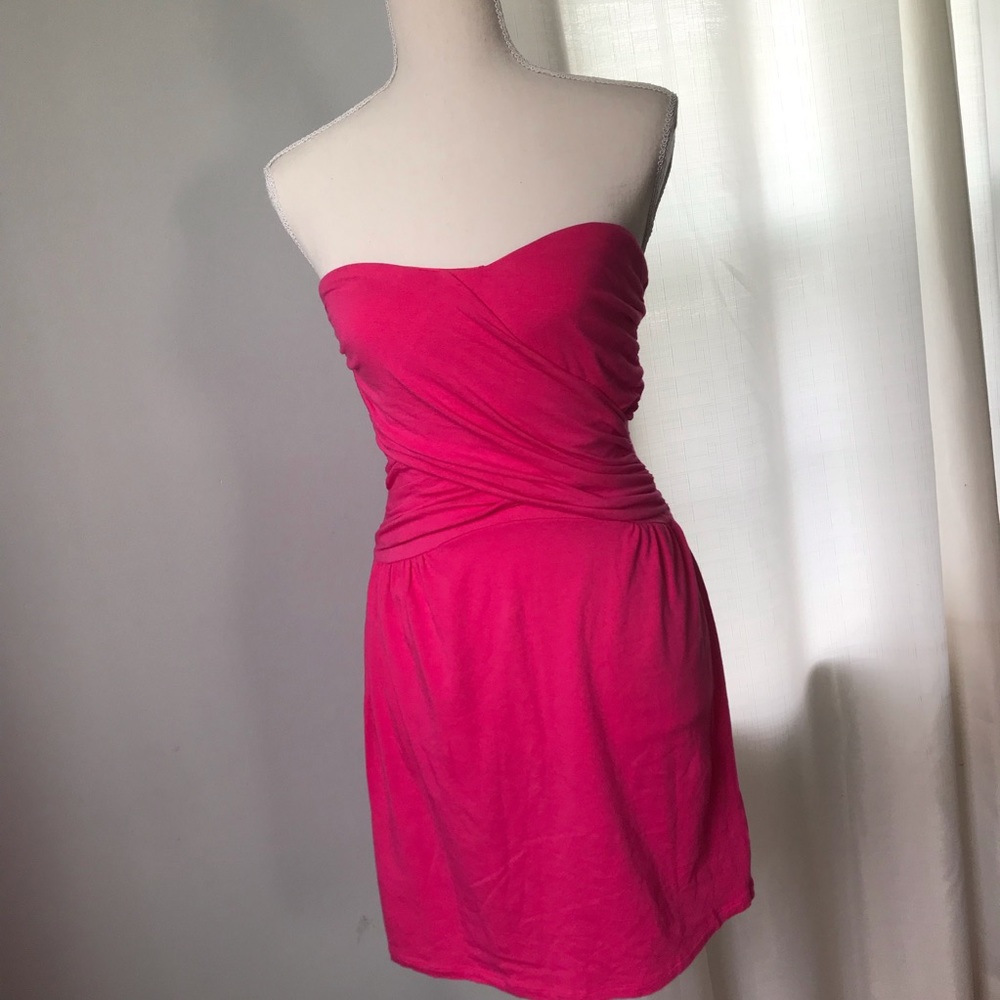 Victoria’s Secret bright pink strapless dress